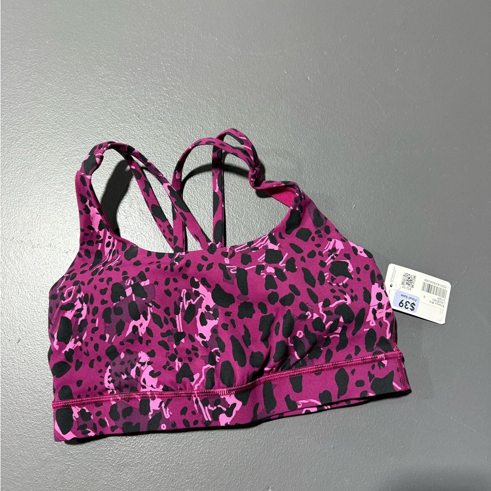 Purple Leopard Print Sports Bra